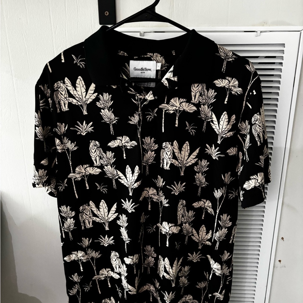 Goodfellow & Co Black and White Palm Print Men's Shirt